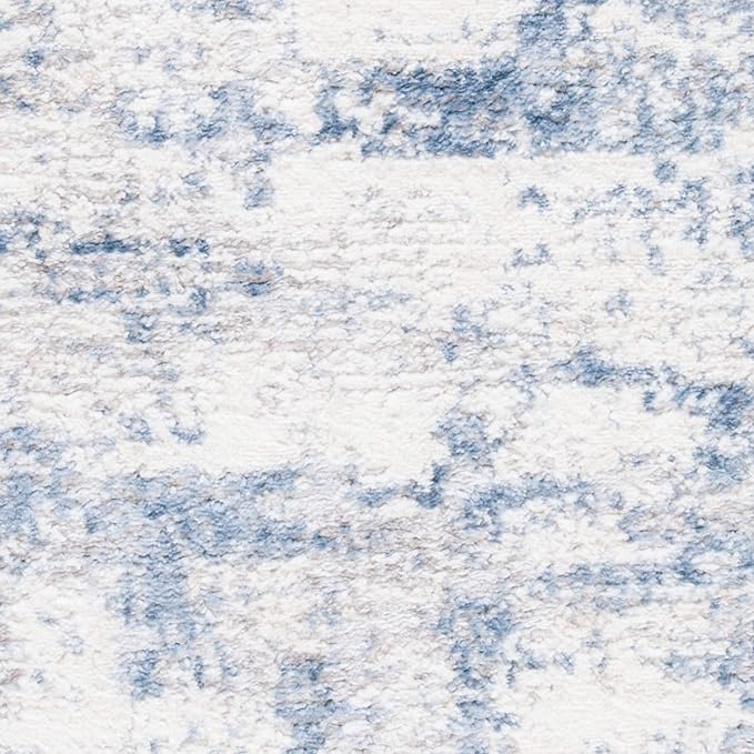 SAFAVIEH Amelia Collection Area Rug - 8' x 10', Ivory & Blue, Modern Abstract Design, Non-Shedding & Easy Care, Ideal for High Traffic Areas in Living Room, Bedroom (ALA700A)