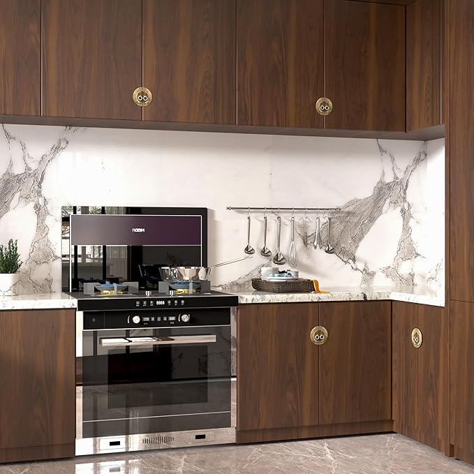 BOMENG Walnut Wood Contact Paper 16x354 inch Dark Brown Wood Wallpaper Peel and Stick Waterproof Removable Faux Wood Grain Vinyl Wrap Vintage Countertop Paper for Drawer Liner Cabinets Walls Desk