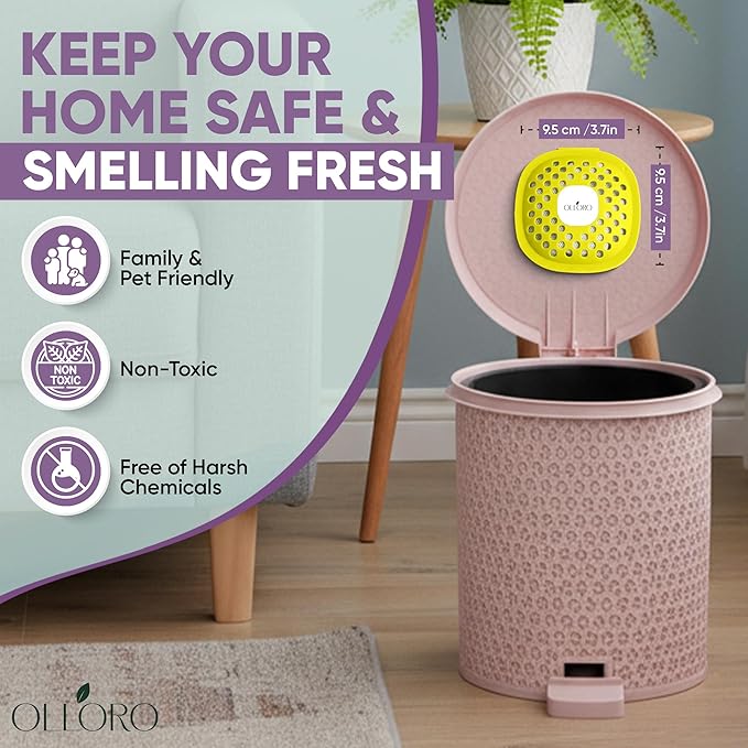 Trash Can Deodorizer & Odor Eliminator – Activated Charcoal Stick-On Odor Absorber for Garbage Cans, Diaper Pails & Closets – 4 Scents Variety Pack = Up to 12 Months Freshness