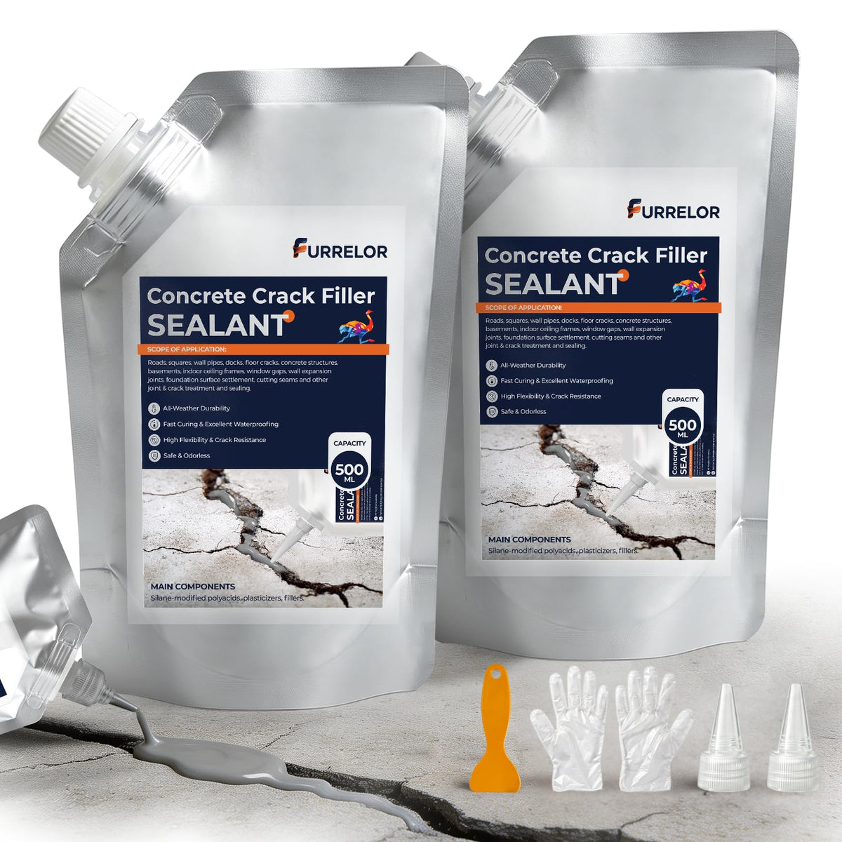 Concrete Crack Filler, 2 Pack Self Leveling Cement Magic Crack - Image 1