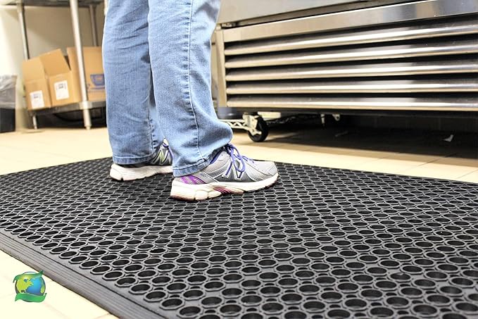 Envelor Anti Fatigue Mat Rubber Floor Mats Door Mat Non Slip Drainage Mat for Entryway, Kitchen, Restaurant, Garage, Heavy Duty Use Doormat, Commercial Floor Mat Industrial 24 x 36 Inches