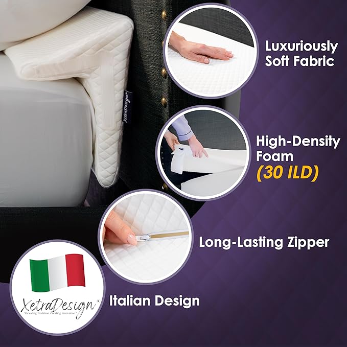 Bed Wedge Pillow for Headboard Gap Up to 7", Triangle Gap Filler for Bed, Mattress Wedge Gap Filler, Headboard Space Filler, Corner Pillow, White Queen 60"