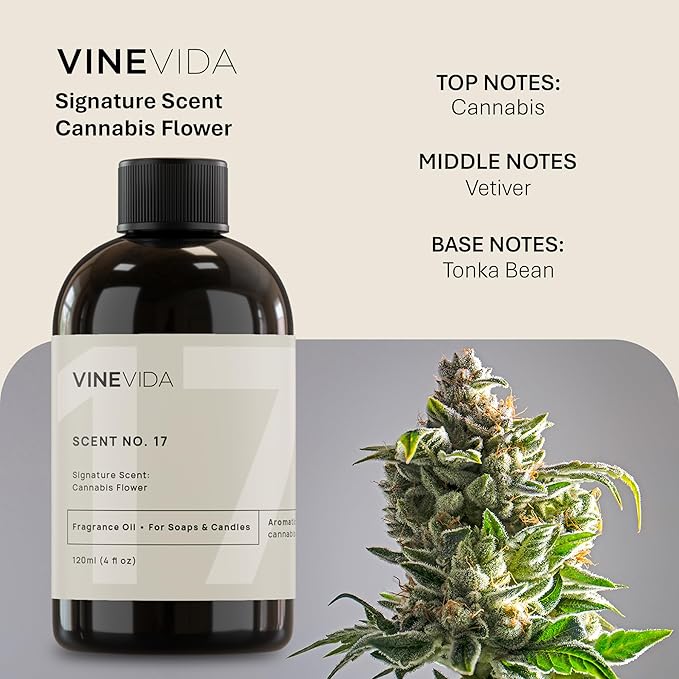 VINEVIDA [4oz] Cannabis Flower Fragrance Oil - Made in USA Scents for Candle Making - Natural Candle Fragrance Oil - Scents for Soap Making