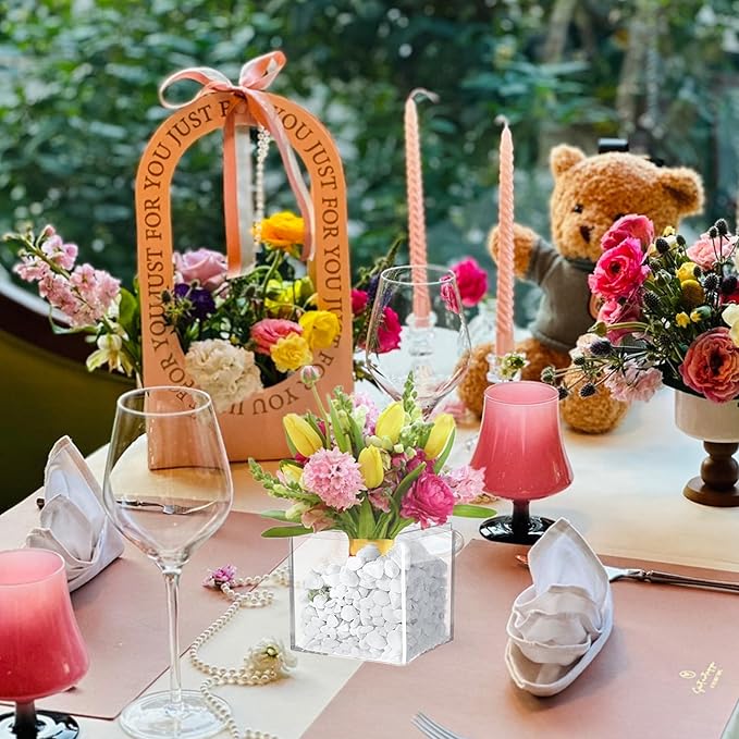 KissYou Acrylic Box Clear Square Cube 12 Pieces Jewelry Storage Contanier Small Plastic Candy Boxes Jewelry Containers Easter Party Favor