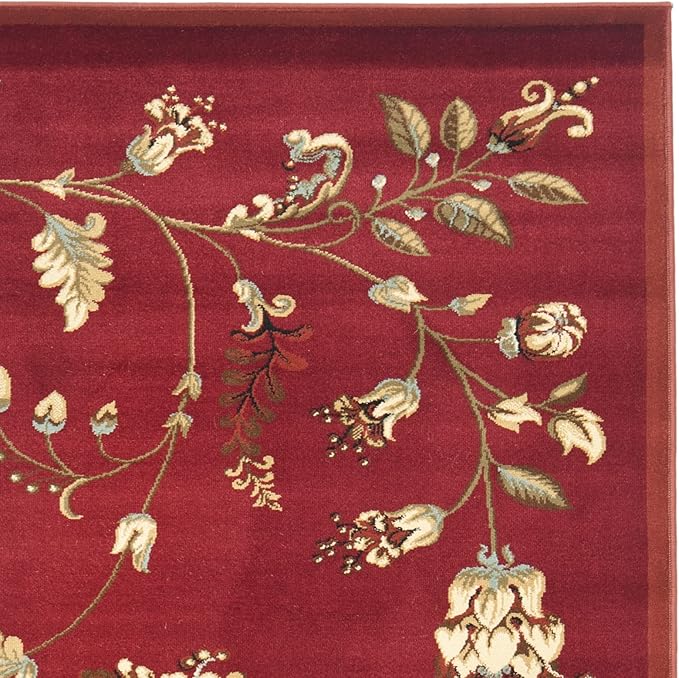 SAFAVIEH Lyndhurst Collection Area Rug - 5'3" x 7'6", Red & Multi, Traditional Floral Design, Non-Shedding & Easy Care, Ideal for High Traffic Areas in Living Room, Bedroom (LNH552-4091)