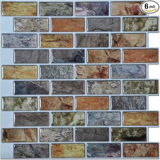 Art3d A17014P6 Peel and Stick backsplash Tile, 6 Sheets, A17014-12 x12