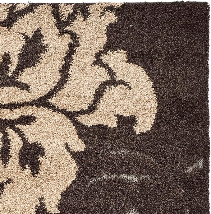 SAFAVIEH Florida Shag Collection Accent Rug - 4' x 6', Dark Brown & Smoke, Non-Shedding & Easy Care, 1.2-inch Thick Ideal for High Traffic Areas in Foyer, Living Room, Bedroom (SG458-2879)