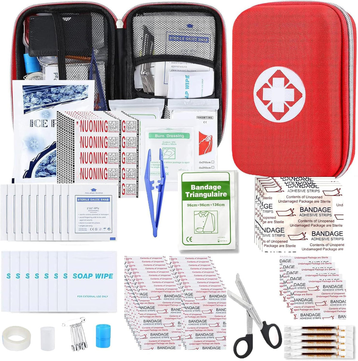 First Aid Kit 276PCS Car Home Camping Essentials Red - Image 1