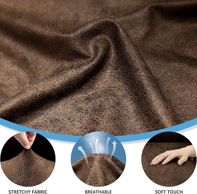 Chair Covers 4-Pieces Recliner Chair Covers 1 Seater Cover for Recliner Chair Leather Look Recliner Slipcovers with Pockets Spandex Fabric Furniture Covers(Recliner, Brown)