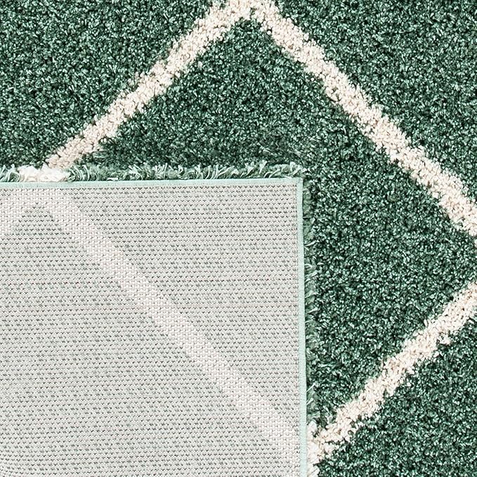 SAFAVIEH Hudson Shag Collection Accent Rug - 2' x 3', Green & Ivory, Modern Trellis Design, Non-Shedding & Easy Care, 2-inch Thick Ideal for High Traffic Areas in Foyer, Living Room, Bedroom (SGH281Y)