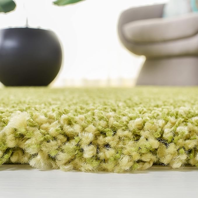 SAFAVIEH Santa Monica Shag Collection 9' x 12' Green SGN725 Solid Non-Shedding Living Room Bedroom Dining Room Entryway Plush 2-inch Thick Area Rug