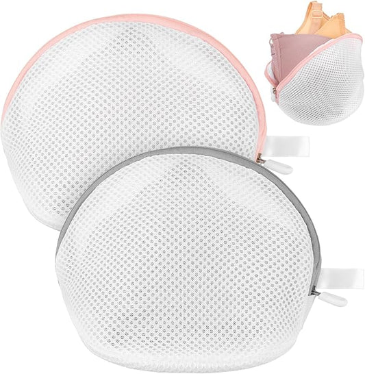 cobee 2 Pack Bra Washing Bag, Mesh Lingerie Bags with Zipper for Laundry, Lingerie Bag Underwear Brassiere Washing Bags for Women(Pink and Gray)