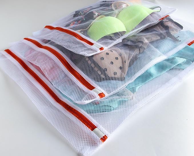 Premium-Quality Breathable Micro Mesh Fabric Lingerie Delicates Bra Underwear Hosiery Washing Bags White Set of 3.