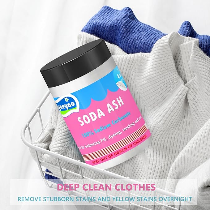 Natural Washing Soda, Sodium Carbonate, Laundry Booster, Soda Ash, Multipurpose Cleaner, Water Softener, Stain Remover (16 Ounces)