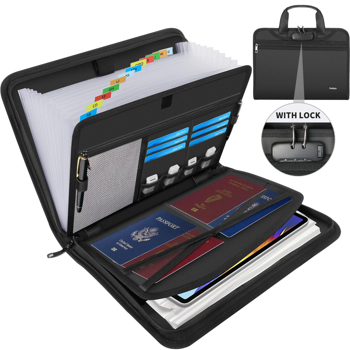 Important Document Organizer with Lock, Fireproof | Home Organization - Image 1