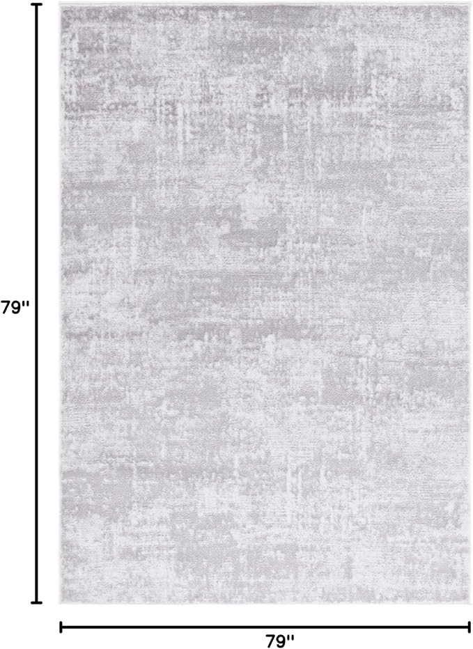 SAFAVIEH Amelia Collection Area Rug - 6'7" Square, Ivory & Stone Grey, Modern Abstract Design, Non-Shedding & Easy Care, Ideal for High Traffic Areas in Living Room, Bedroom, Dining (ALA700E-7SQ)