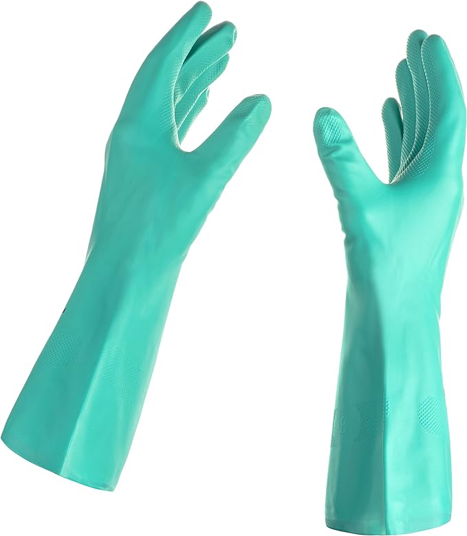 Tusko Products Best Nitrile Rubber Cleaning, Household, Dishwashing Gloves, Latex Free, Vinyl Free, Reusable not Disposable, Small S, (1 Pair)