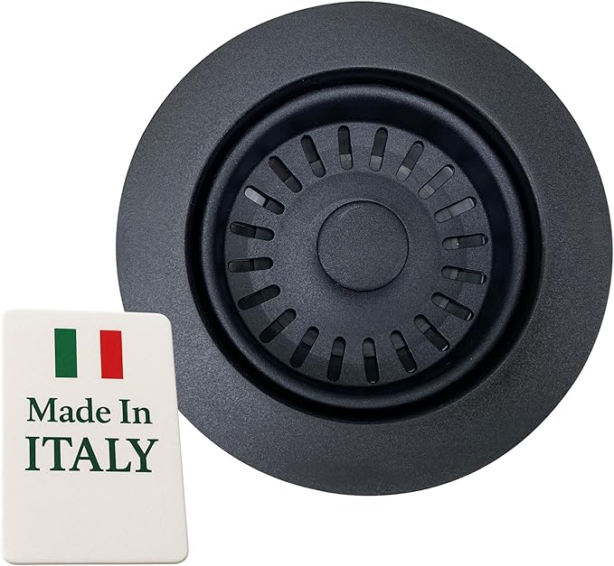 Nantucket Sinks 3-1/2 Basket Strainer Kitchen Drain Assembly Kit for Granite Composite Sinks, Matte Black, Made in Italy 3.5KD-GCMB