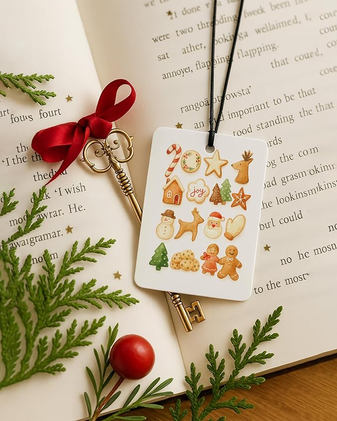 Merry Christmas Berry Car Air Freshener 4 Pcs, Classic Christmas Snowflake Gingerbread Hanging Air Freshener for Cars Closet Drawer Books, Cute Girly Car Accessories Mirror Decor for Women