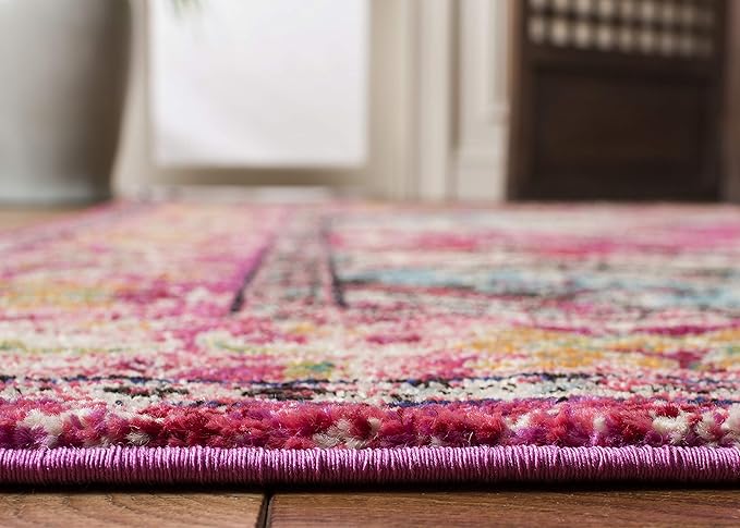 SAFAVIEH Monaco Collection Runner Rug - 2'2" x 8', Pink & Multi, Non-Shedding & Easy to Clean, Distressed Medallion Design, Ideal for Hallway, Foyer, Entryway, Kitchen, Bedroom (MNC243D)