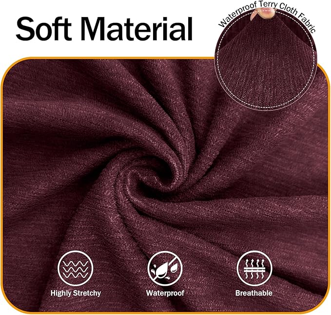 Waterproof Couch Cover, Stretch Non-Slip Oversized Sofa Slipcover with Elastic Bottom Stay-in-Place - Leakproof Furniture Protector for Kids & Pets - Washable (Oversized Sofa, Burgundy)