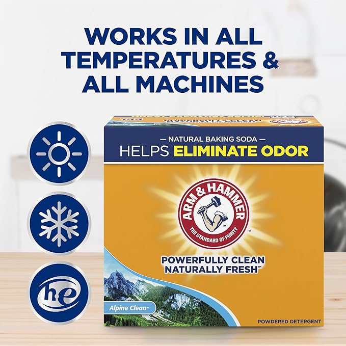 ARM & HAMMER Powder Laundry Detergent,Alpine Clean,9.56 lb,155 Loads,(Pack of 3)