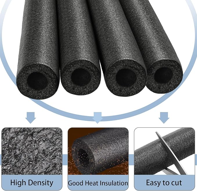 24 Pack Elbow Pipe Insulation Foam Tube Outdoor Wrap Black Pipe Covers Elbow Insulation Tubing Water Foam Covers for Outdoor Winter Irrigation, Sprinkler (1.5 Inch)