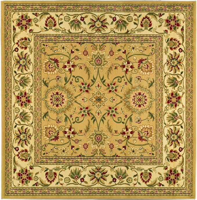 SAFAVIEH Lyndhurst Collection Area Rug - 5'3" Square, Beige & Ivory, Traditional Oriental Design, Non-Shedding & Easy Care, Ideal for High Traffic Areas in Living Room, Bedroom (LNH212D)