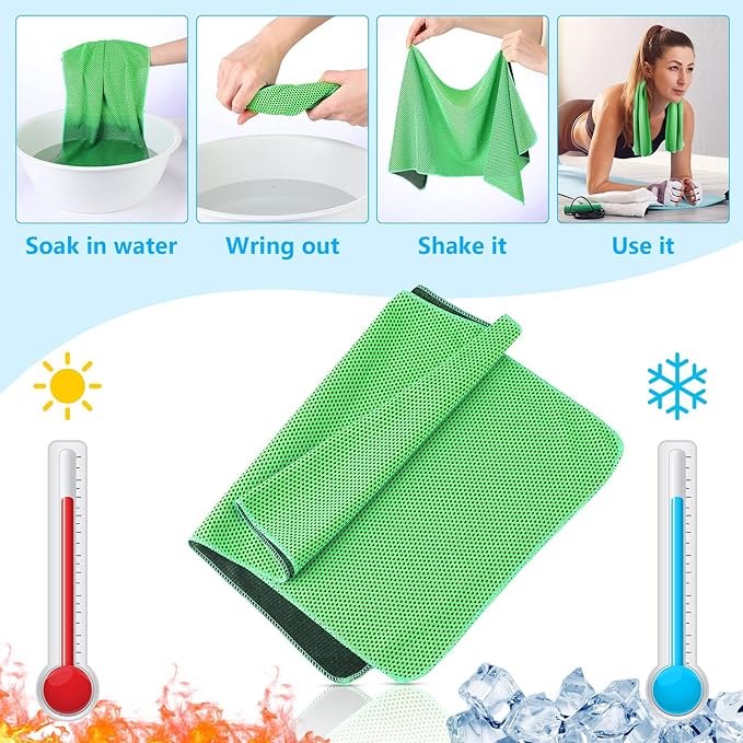 Shellwei 100 Pcs Cooling Towels Bulk 32 x 12 Inch Ice Towel Bulk Cooling Rag for Face and Neck Soft Breathable Microfiber Cloth Chilly Quick Cold for Gym Sport Golf Running Stay Cold (Multicolor)