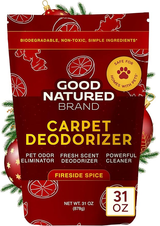 Good Natured Brand | Carpet Deodorizer & Freshener Powder | 31 oz Pet Odor Eliminator for Strong Odor & Pet Urine | Fresh Natural Fireside Spice Scent | Safe for Homes with Pets