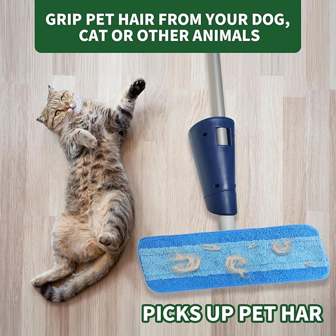 6 Pack Microfiber Cleaning Pads, Reusable Microfiber Mop Pads for 18 Inch Mop, Hardwood & Hard Surface Floors Replacement Cleaning Mop Pads, Machine Washes