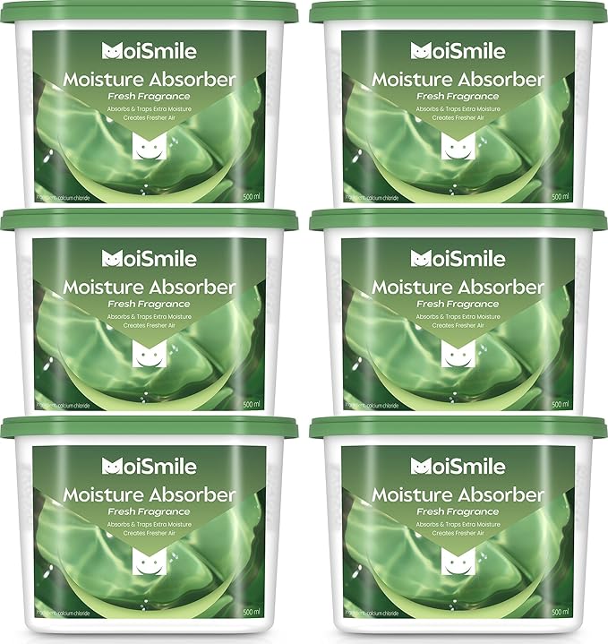 Moisture Absorbers 6 Packs, 10.8OZ Fresh Scent Efficient Humidity Absorber ＆ Odor Eliminator Boxes, Refillable Car Dehumidifier for Closet, Bathroom, Basement＆ RV