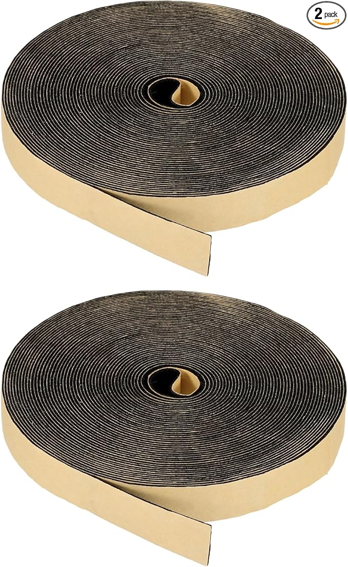 PATIKIL Foam Insulation Tape, 2Pcs 5/8" W x 1/16" t x 32.8FT Self Adhesive Weather Stripping Door Seal Strip for Door Window Air Conditioning, Black