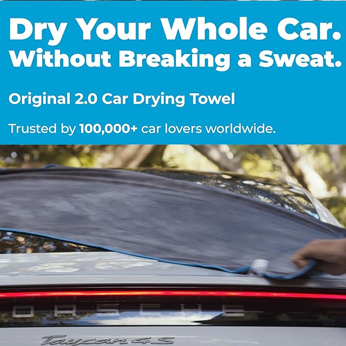 Rapid Dry Towels Original 2.0 Microfiber Car Drying Towel | 150 x 75cm | Extra Large Channel Weave Drying Cloth | Ultra Absorbent, Scratch-Free, Auto Detailing Towel for Cars SUVs Trucks & Boats