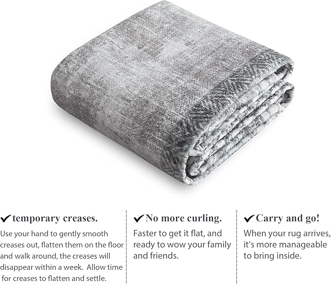 NICETOWN 2' x 6' Hallway Runner Rug, Machine Washable Thin Non-Slip 2x6 Grey Kitchen Runner Rug Soft Foldable Mysterious Tribal Bordered Indoor Mat for Bathroom Laundry Room，Grey
