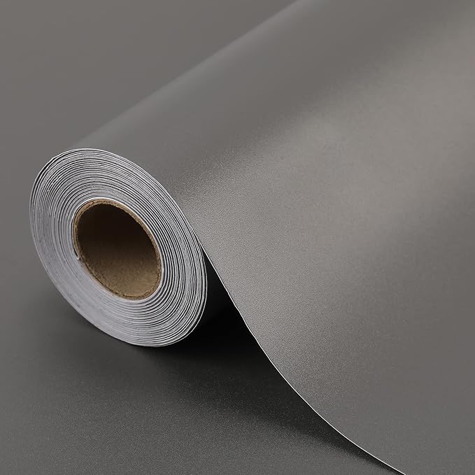Peel and Stick Wallpaper Silver Grey Matte Wall Paper - 15.7 x 500 Inch Self Adhesive Wallpaper Peel and Stick, Easy to Paste Wall Contact Paper for Stand Liner, Table and Door Makeover Decor