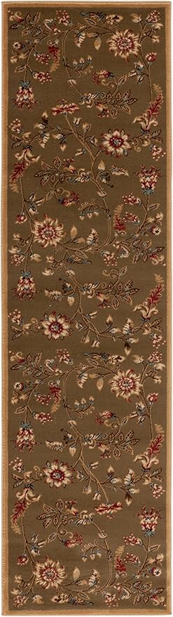 SAFAVIEH Lyndhurst Collection Runner Rug - 2'3" x 16', Green & Multi, Traditional Floral Design, Non-Shedding & Easy Care, Ideal for High Traffic Areas in Living Room, Bedroom (LNH552-5291)