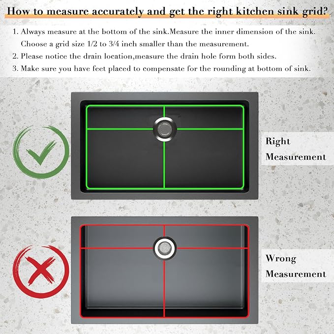 23’’ x 13’’ Sink Protectors for Kitchen Sink, Stainless Steel Kitchen Sink Protector, Sink Grate for Bottom of Kitchen Sink with Rear Drain, Sink Grid for Single Bowl Kitchen Sink