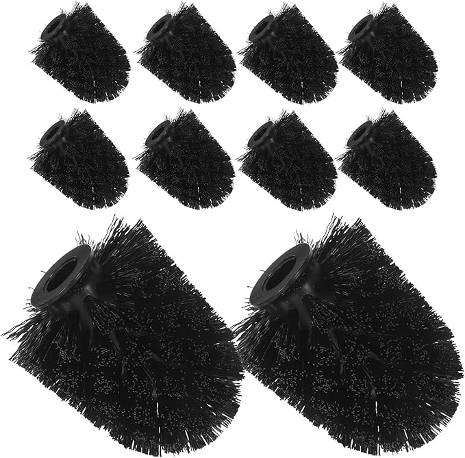 10pcs Heavy Duty Toilet Brush Replacement Heads with Stiff Bristles, Stainless Steel Bathroom Scrubber Brush Refills 75x100mm for Deep Toilet Cleaning