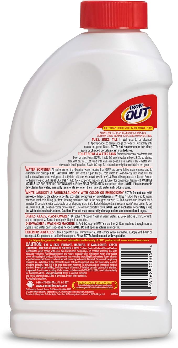 Iron OUT Powder Rust Stain Remover, Remove and Prevent Rust Stains in Bathrooms, Kitchens, Appliances, Laundry, and Outdoors, 1 Pound 12 Ounce, Pack of 6