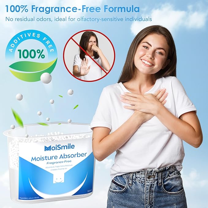 Moisture Absorbers 6 Packs, 10.8OZ Efficient Humidity Absorber ＆ Odor Eliminator Boxes, Refillable Car Dehumidifier for Closet, Bathroom, Basement＆ RV, Fragrance Free