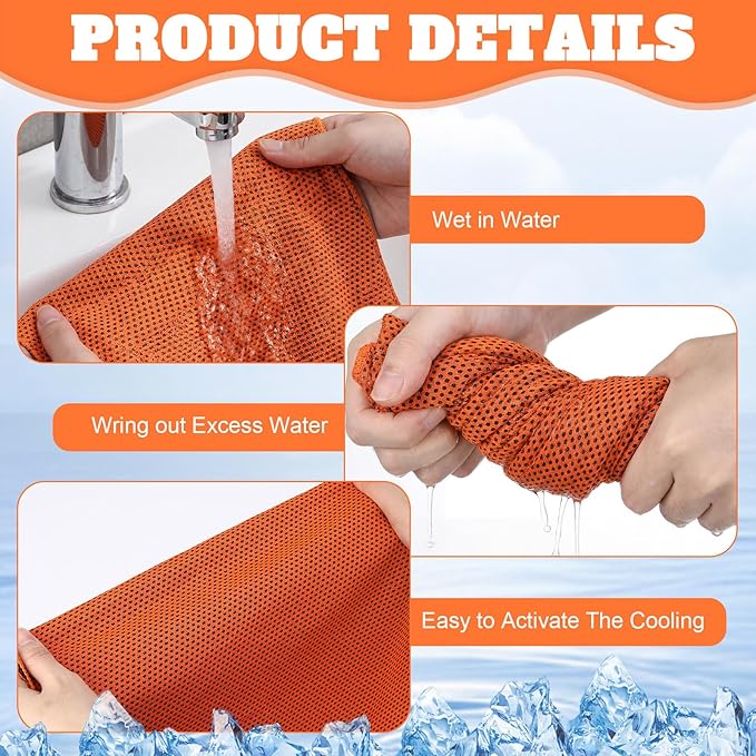Honoson Cooling Towel Bulk - Neck & Face Cool Chilly Towels Microfiber Breathable Sport Sweat Rag for Gym, Yoga, Travel, Camping, Running, Outdoor