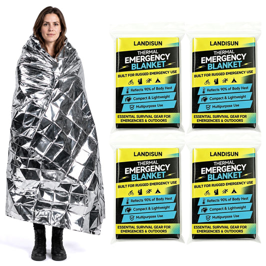 Emergency Blanket Thermal Space Mylar Blankets 4Packs - Image 1