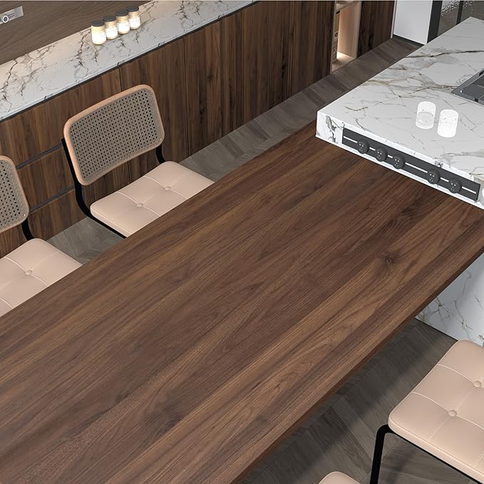 BOMENG Large Walnut Wood Contact Paper Matte 48"x197" Dark Brown Wood Wallpaper Peel and Stick Waterproof Removable Faux Wood Vinyl Wrap Vintage Countertop Paper for Drawer Liner Cabinets Walls Desk