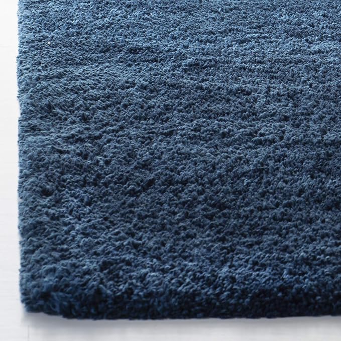 SAFAVIEH Fontana Shag Collection Runner Rug - 2'3" x 8', Blue, Solid Design, Non-Shedding & Easy Care, 2-inch Thick Ideal for High Traffic Areas in Living Room, Bedroom (FNT800M)