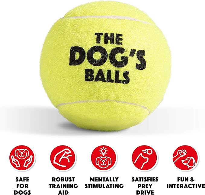 The Big Dog’s Balls Dog Tennis Balls for Large Dogs, Yellow, 3-Pack - Non-Abrasive Felt Fetch Balls, Tough Rubber Core, Float in Water