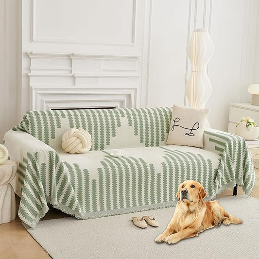 HAOMAIJIA Boho Sofa Covers Couch Covers for 3 Cushion Couch Sofa Pet Friendly Soft Thick Couch Cover for Dogs Washable Sectional Couch Covers L Shape Furniture Protector (Sage Green, 91"x150")