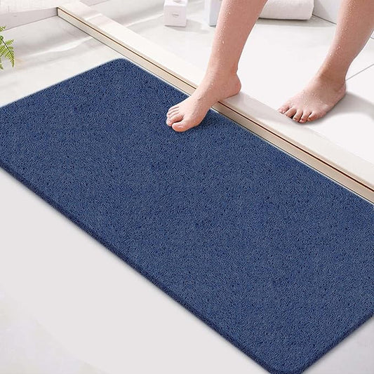 godehone Shower Mats Non Slip Without Suction Cups, PVC Loofah Bathroom Mats, Loofah Mats for Shower and Bathroom, Quick Drying, 15.7× 36 Inch, Blue