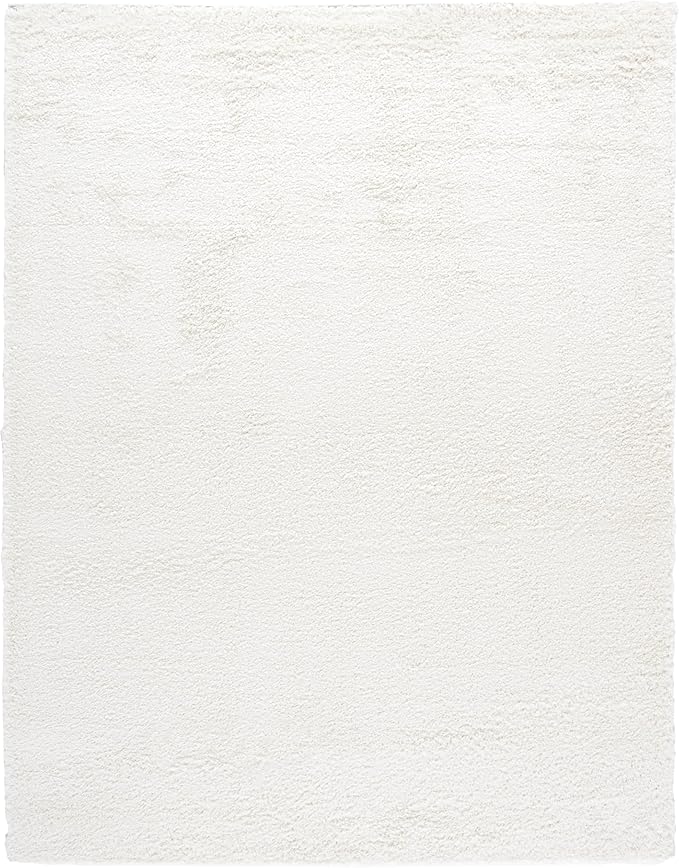 SAFAVIEH August Shag Collection Area Rug - 9' x 12', Ivory, Solid Design, Non-Shedding & Easy Care, 1.5-inch Thick Ideal for High Traffic Areas in Living Room, Bedroom (AUG200C)