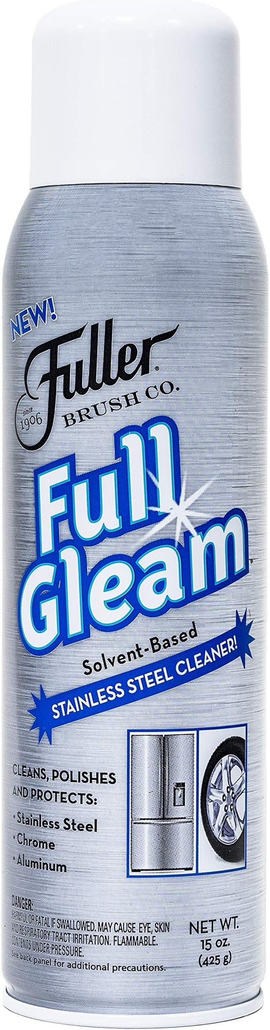 Fuller Brush Full Gleam Stainless Steel Cleaner – 15 oz Spray for Appliances, Chrome, Aluminum & Sinks – Cleans, Polishes & Protects Metal Surfaces (Pack of 1)